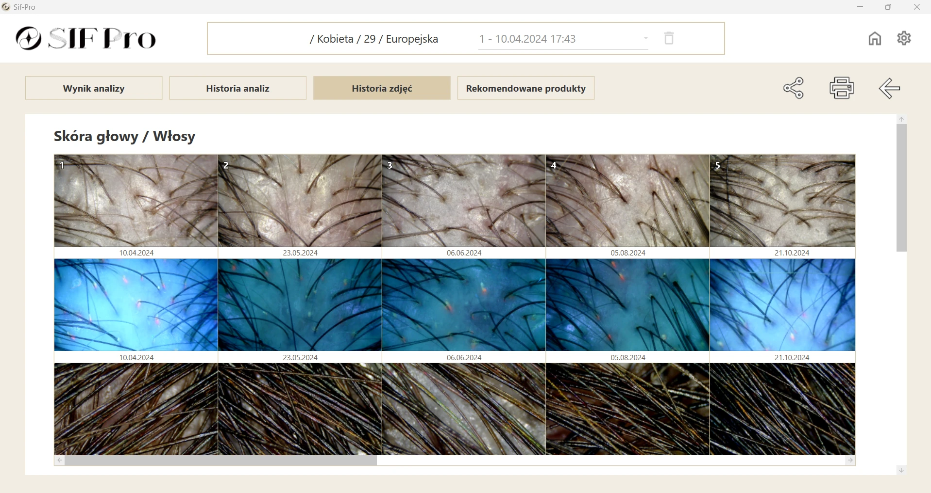 tryb analizy historia zdjęć