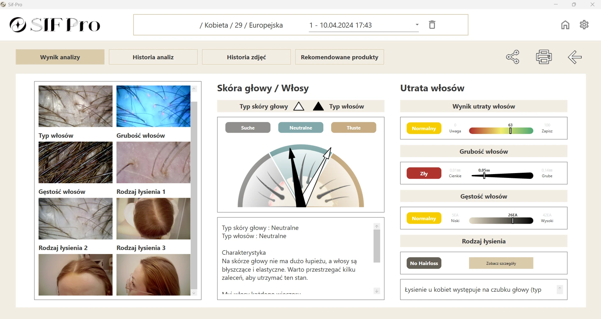 tryb analizy wynik analizy